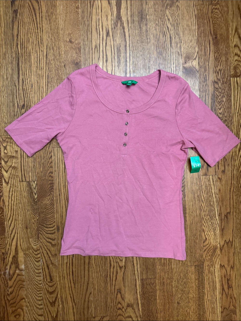 dip Mauve Stretch Short Sleeve Henley Top size L